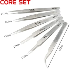 Stainless Steel Tweezer Electronics Tweezers Set Kit False Eyelash Forceps Precision Watchmaker Repair Multi Tools Hard Thick