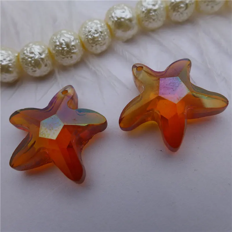 20/32/40 mm star shape chandelier crystals starfish curtain drop plated rainbow ab clear glass pendant jewelry DIY bead necklace