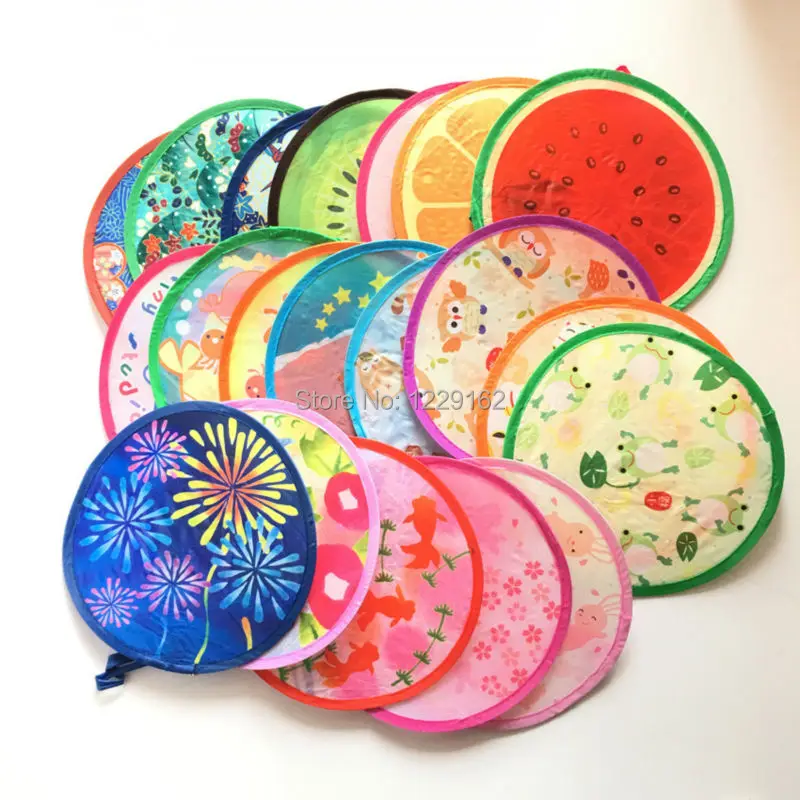 Free shipping (6pcs/lot)Various Nylon Portable Folding Fan for party gift Fan cool summer lovely hand fan/Flying disk