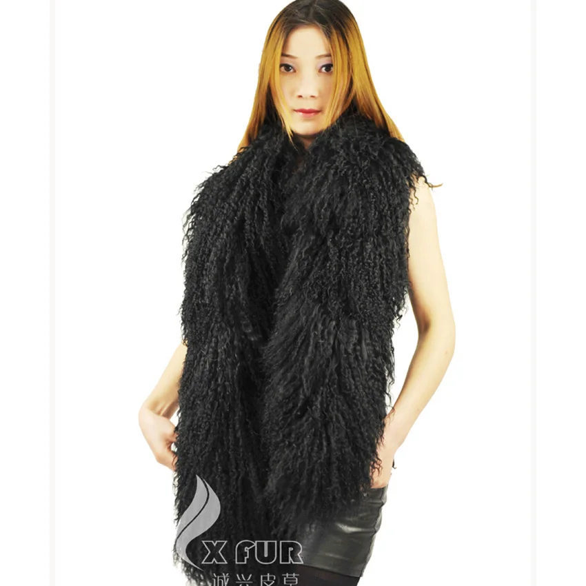 CX-B-92B Women Fashion Wholesale Mongolian Lamb Fur Shawls Scarves