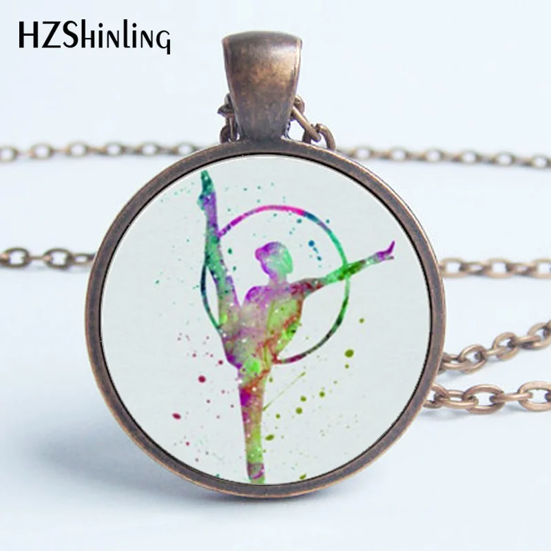 HZ--A509 New Gymnastics Necklace Love Gymnastics Pendant Sport Jewelry Glass Photo Cabochon Necklace HZ1