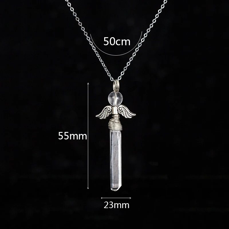 Natural stones angel wings pendant Handmade winding Clear Quartz Necklace reiki chakra crystal pendant romantic gift jewelry