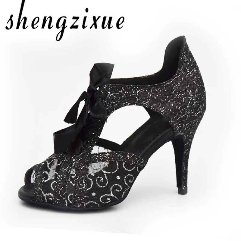 ShengzixueGirl delle Donne delle Signore Sandali Sparkling Glitter DELL'UNITÀ di elaborazione di Stoffa Con Lustrini Sala Da Ballo/Scarpe Da Ballo Latino Argento/Nero/ oro 7 CENTIMETRI/5 CENTIMETRI