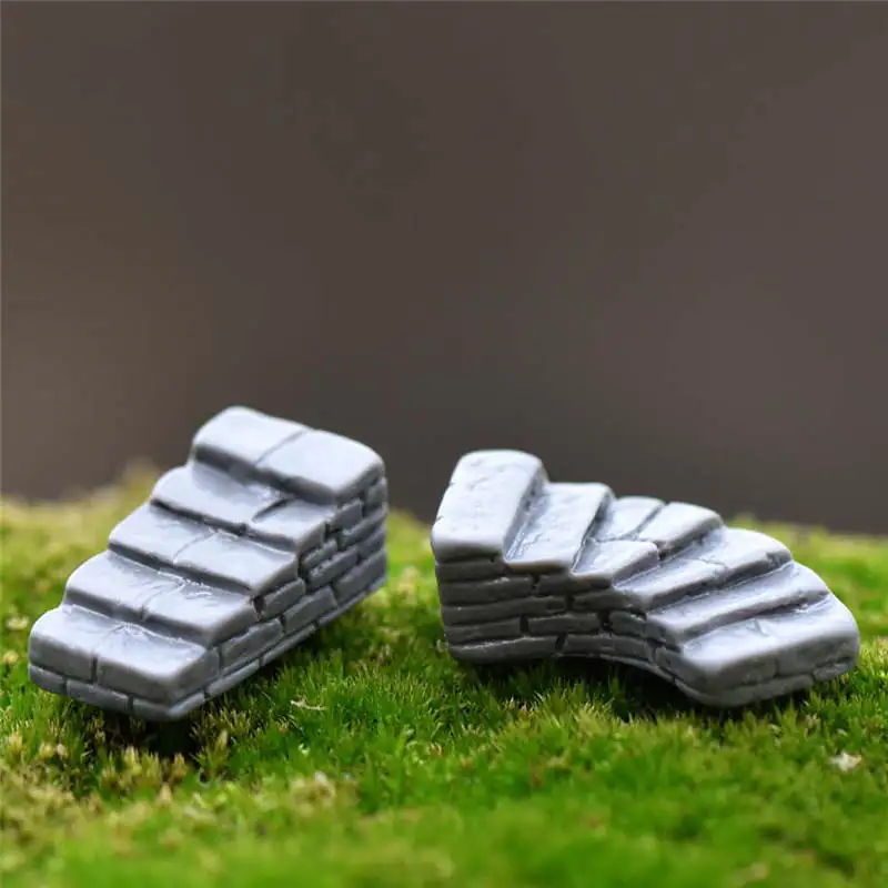 1 Pcs Cute Miniature Craft Gray Stone Steps Stair Micro Landscapes Mini Fairy Garden Moss Ecological Bottle DIY Ornaments