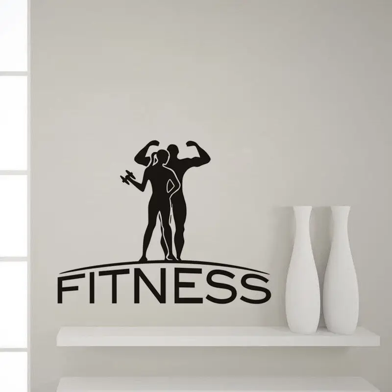 Fitness Wall Sticker Sporting Couple Quote Vinyl Wall Decal For GYM Wallpaper Removable Design Wall Tattoo Mural Poster SA448