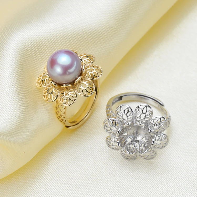 

Big Flower Style Hollow Design Rings Settings S925 Sterling Silver Rings Components Women DIY Rings Accessory 3Pieces/Lot