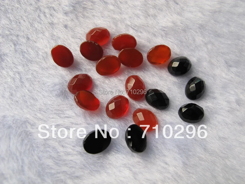 Wholesale 10pcs/lot Red agates Bead Cabochon black Onyx Bead Caboch 7x9mm facet oval gem stone cabochon,Jewelry Ring Face