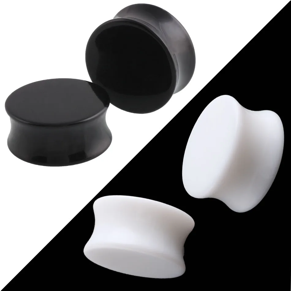 1pair White&black Acrylic Ear Plugs and Tunnels Double Flared Earring Gauges Ear Expanders Helix Piercing Body Jewelry