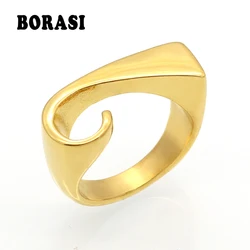 Gold Color Stainless Steel Simple OL Female Ring New Arrivals Fashion anillos Moon Hook Jewelry Ring For Women Finger Rings