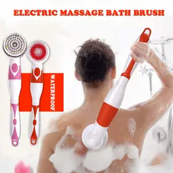 NEW 4-In-1 Electric Bath Brush Long Handle Waterproof Body Cleansing Brush Massage Home Shower Clean Spa System Health Care