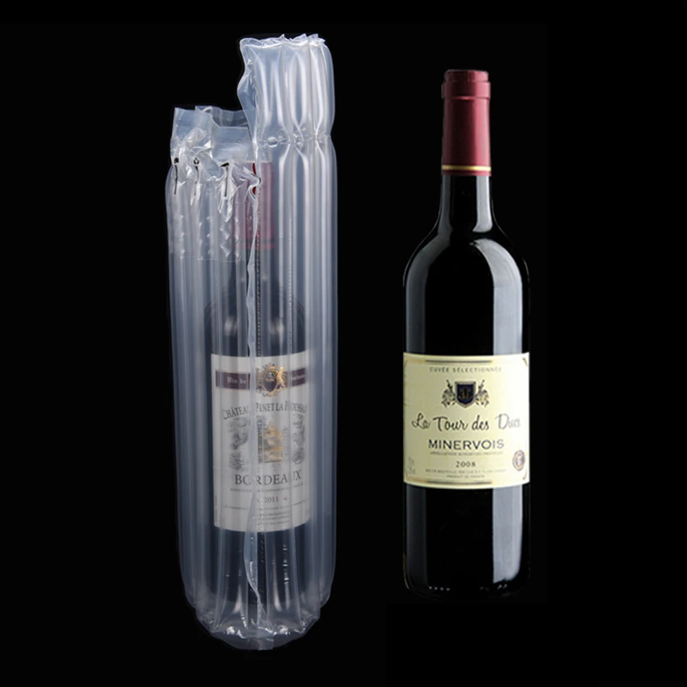 DHL 200Pcs/ Lot 7 Columns 9*32cm Plastic Air Column Bag For Red Wine Storage Shock Proof Transparent Cushion Packing Pouches