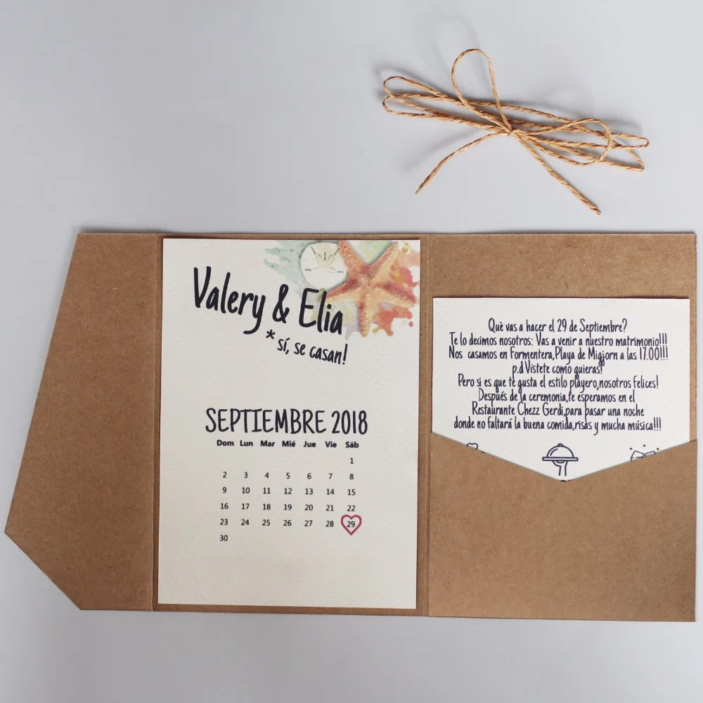 Rustic Wedding Invitation Kraft Paper Invitation Cards Undersea World Invitations With Customized Wording - set of 50