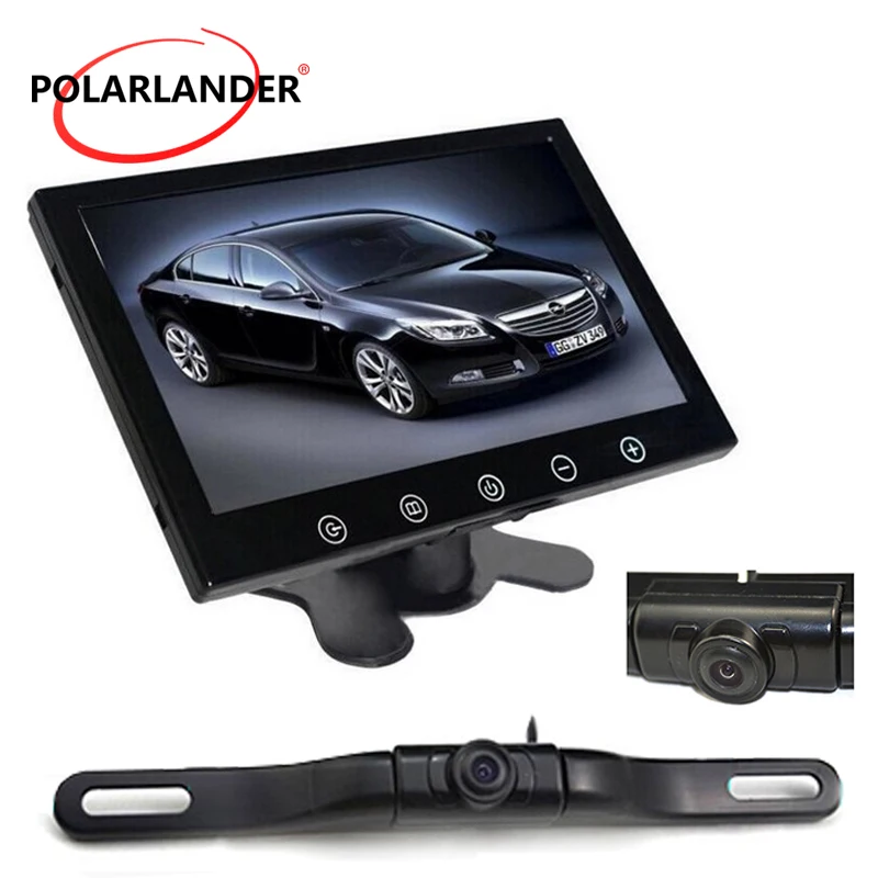 9 inch TFT Screen Car Monitor With  Wireless Night Vision Long Lightless Hidden Parking Monitor LED   GPS Rear Camera