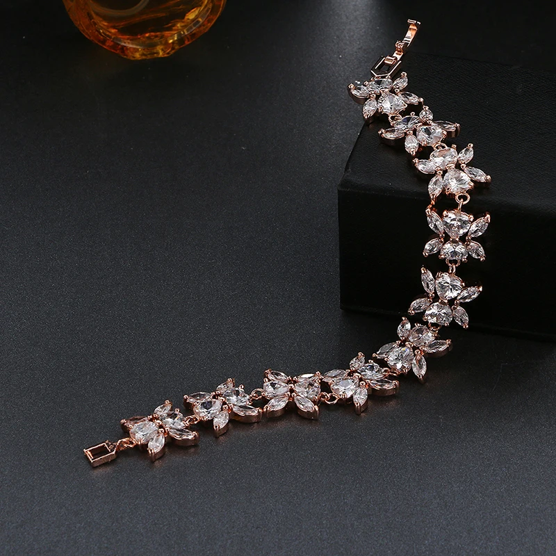 Emmaya High Quality Zircon Bracelets For Women Rose Gold Color Crystal Beads Bracelets Wedding Party Free Shipping