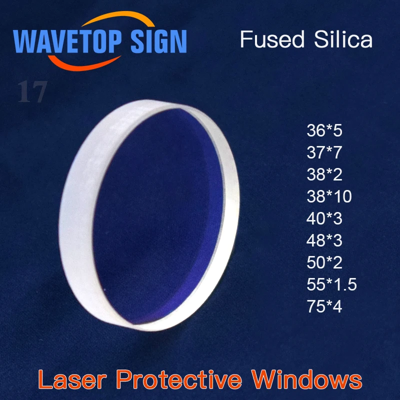 Janelas Protetoras do Laser de Wavetopsign 1064nm Dia.3675 mm Quartzo Fundiram o Silicone para as Peças da Máquina Principal de Corte da Soldadura do Laser da Fibra as