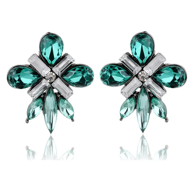 LUBOV New Arrival Fashion Stud Earring for Women Metal Alloy Floral Acrylic Stone Piercing Earrings Christmas Gift for Girls Hot