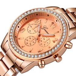 Cenevre lüks Rhinestone İzle kadınlar klasik saatler moda bayan izle kadın Relogio Feminino Reloj Mujer Metal kol saati