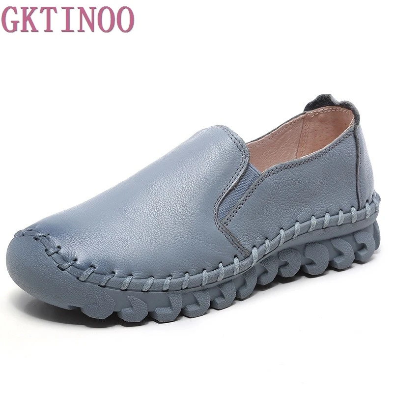 2024 New Women\'s Handmade Shoes Genuine Leather Flat slip-on Mother Shoes Woman Loafers Soft Single Casual Flats Shoes Women