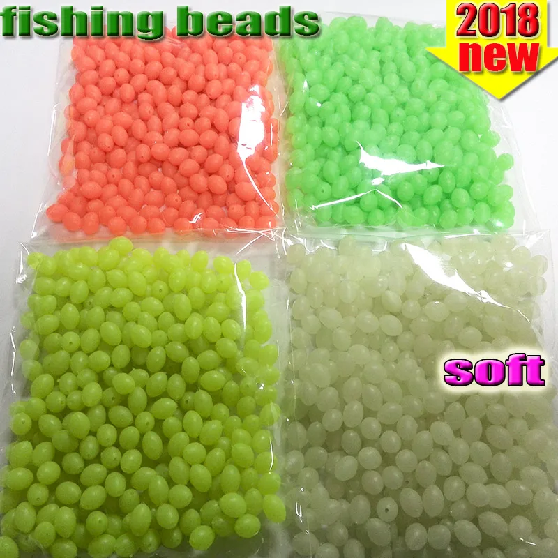 Oval fishing beads 300pcs/lot luminous beads fishing plastic lure glow in the dark color red yellow white green MM*MM