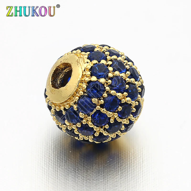 8mm Popular Brass Cubic Zirconia Spacer Beads DIY Jewelry Bracelet Necklace Making, Mixed Color, Model: VZ13/VZ14