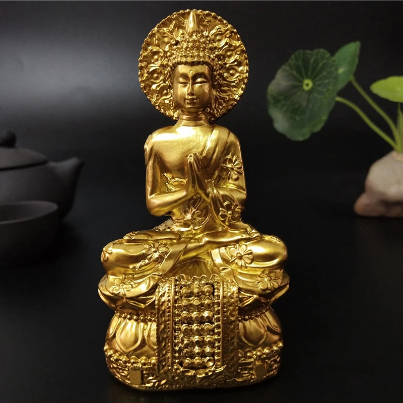 Golden Thailand Buddha Statue For Home Garden Decoration Hindu Feng Shui Meditation Pray Buddha Sculpture Ornaments Statues