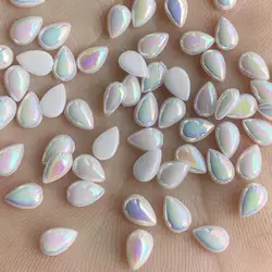 Pure white 4*6mm AB Drop Resin Rhinestones Flat Back Crystal Stones Non Sewing Scrapbook Beads for DIY Jewelry 200pcs -A56