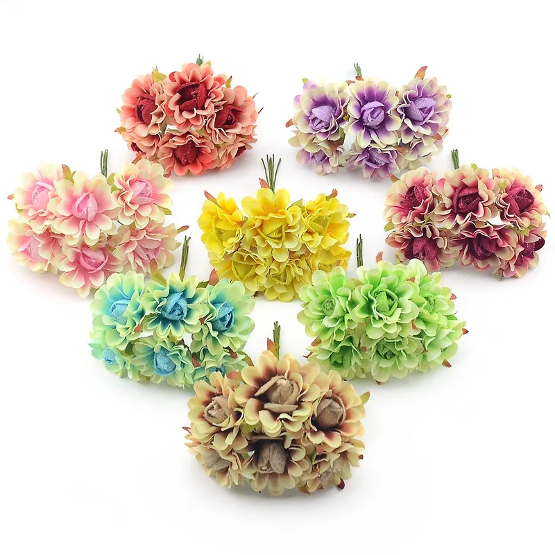 Cheap 6 pieces of artificial silk imitation poppy bouquet wedding decoration home Christmas gifts DIY wreath handicraft applicat