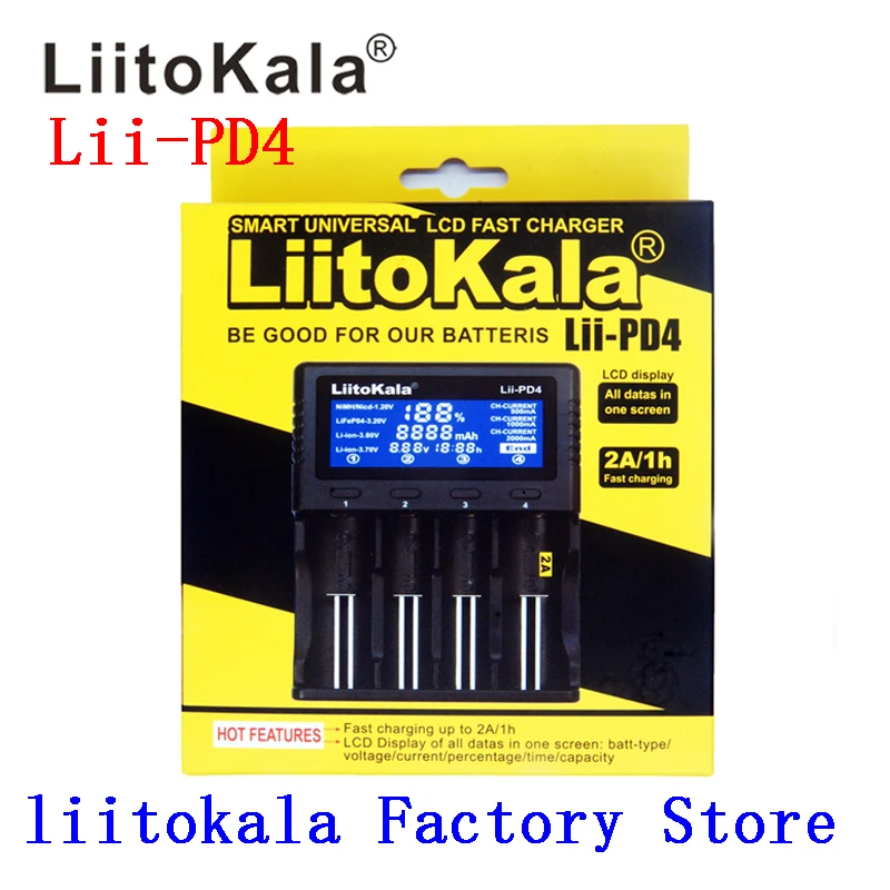 LiitoKala Lii-PD4 LCD Smart 18650 LCD สำหรับ21700 20700 18650 18350 26650 22650 14500แบตเตอรี่ NiMH Smart Charger