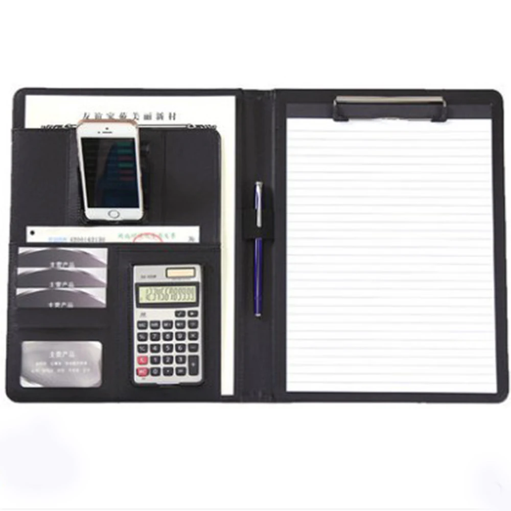 Multifunctionele Padfolio Professionele Business Ritssluiting Padfolio Map Document Case Organisator Lederen A4 PU Portfolio Memo Pad