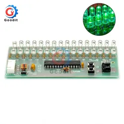 VU Meter Indicatore di livello Scheda amplificatore Doppio canale 16 LED MCU Display regolabile Modello LED Colore verde