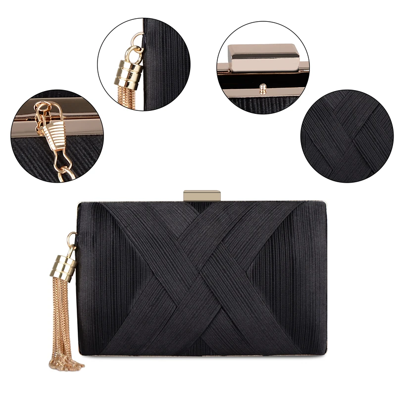 New Metal Tassel women Clutch Bag Chain evening bags Shoulder Handbags Classical Style Small Purse Day Evening Clutch Bags