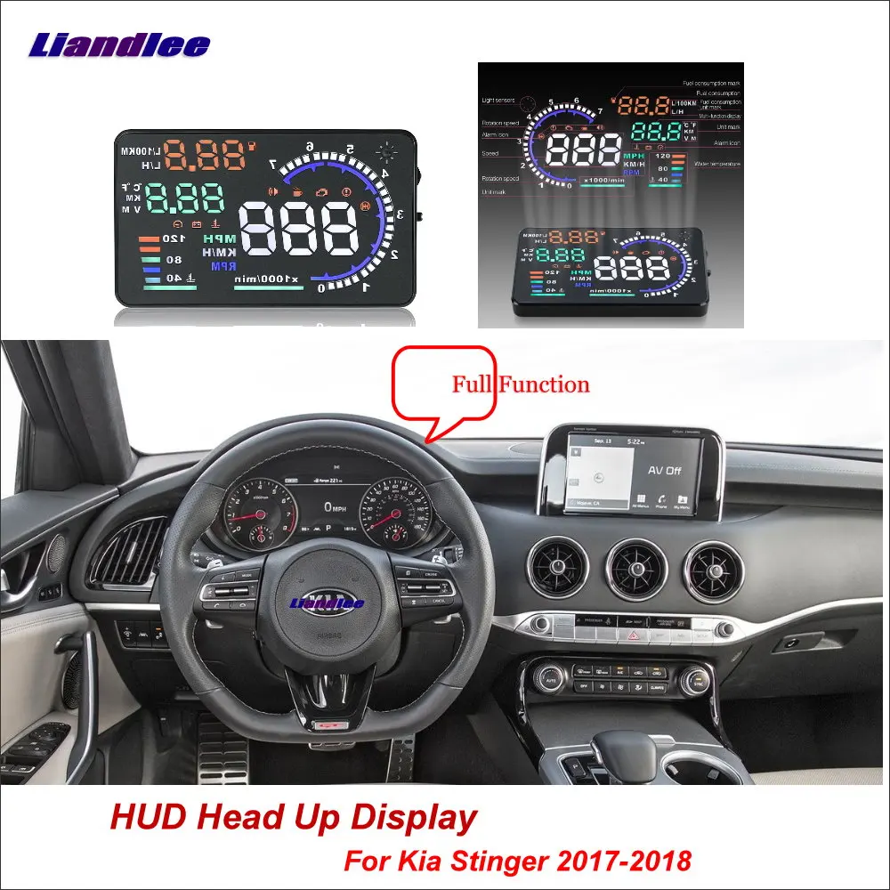 Car Head Up Display HUD For Kia Stinger 2017-2018 Safe Driving Screen OBD II Speedometer Projector Windshield