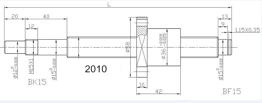 20MM Ball screw SFU2010 End Machined 300mm 350mm 400mm 500mm 600mm 700mm 800mm 1000mm 1200mm 1500mm + RM2010 Ball Nut CNC