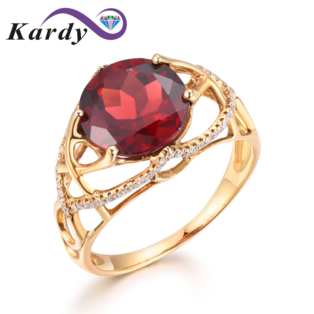 

Unique Natural Garnet Gemstone Diamond 14K Yellow Gold Engagement Wedding Promise Twist Shank Ring Set for Women Gift