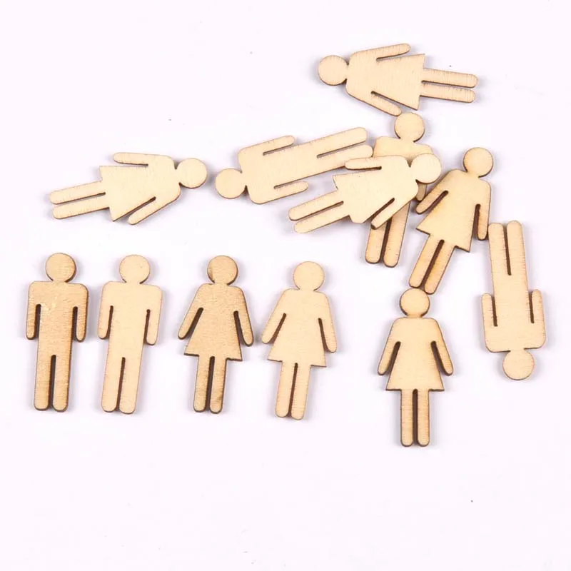 20Pcs/set Wood Handicraft Man/lady DIY Wooden Crafts Scrapbookings Accessories Embellishment decorations 10x35mm MT1921