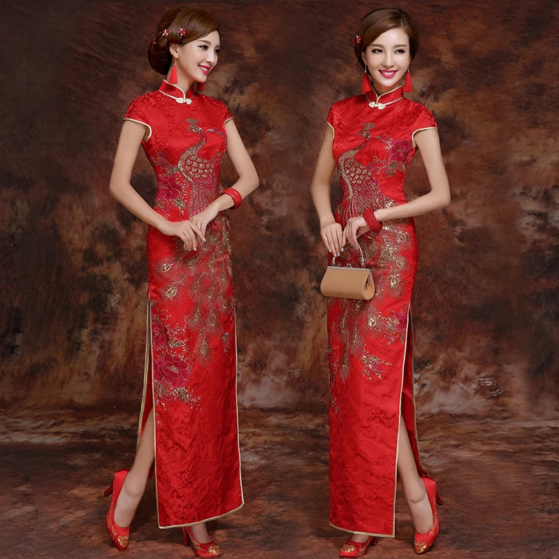 2018 nuovo partito Cheongsam vestito orientale tradizionale stile cinese donne elegante Qipao Sexy abito lungo Vestido taglia S-XXL