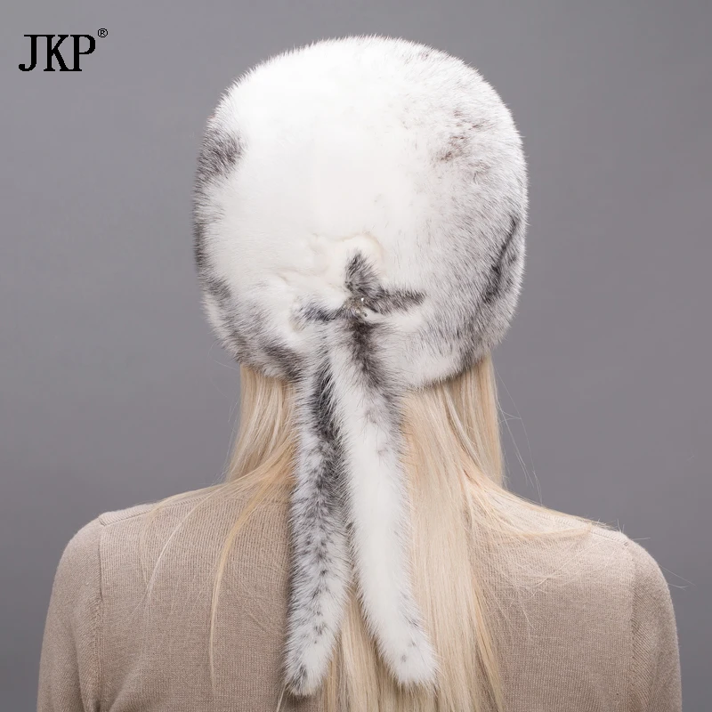 2024 New Hot Fashion Hat Women\'s Autumn Winter Fur Cap  Genuine Mink Fur Beanies Hat Mink Fur Cap Tail Hat High Quality DHY17-06