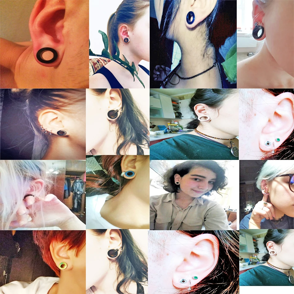 BOG- 1 Pair Stainless Steel Internal Threaded&Screw Ear Plugs and Tunnels Flesh Earring Gauges Hollow Piercings Color Mixed