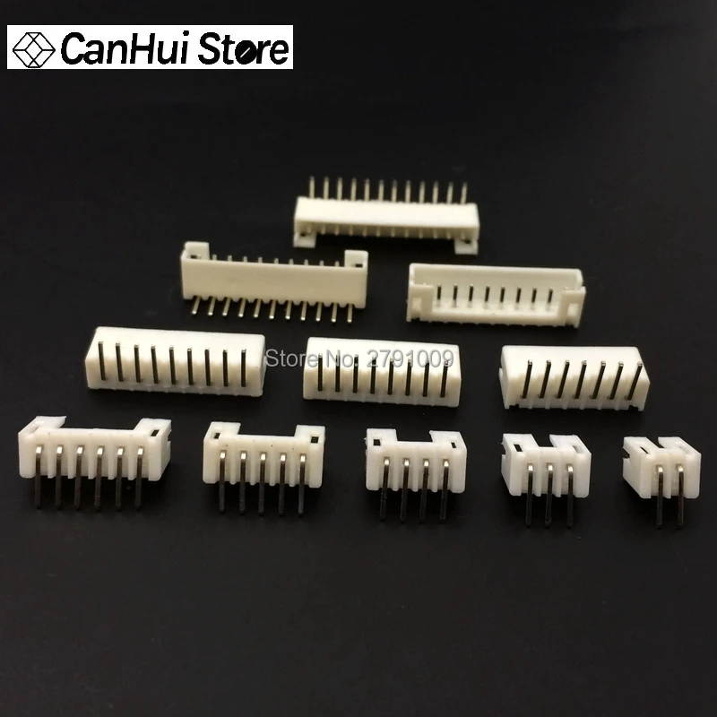 100 pcs of PH 2.0mm 2-14Pin Right-Angle JST Socket Male Connector White PH-AW