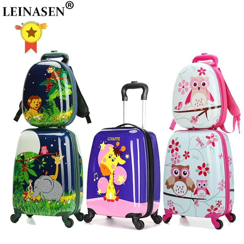 Children Trolley Rolling Luggage 18 Inch Universal Wheel Cartoon Dinosaur Suitcase 13 Inch Travel Bag Backpack Drag Box for Kids