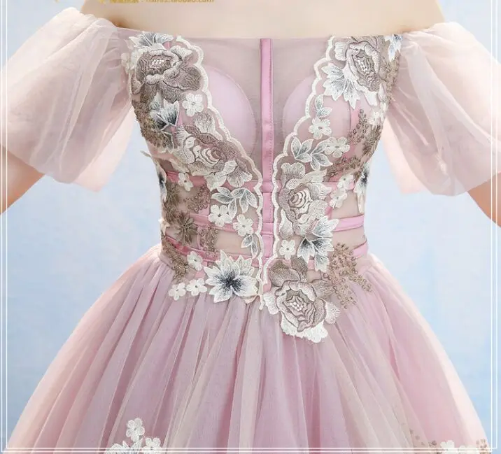 light pink bubble sleeve luxury medieval dress ball gown princess Medieval Renaissance Gown queen Cosplay Victorian Belle ball image 2