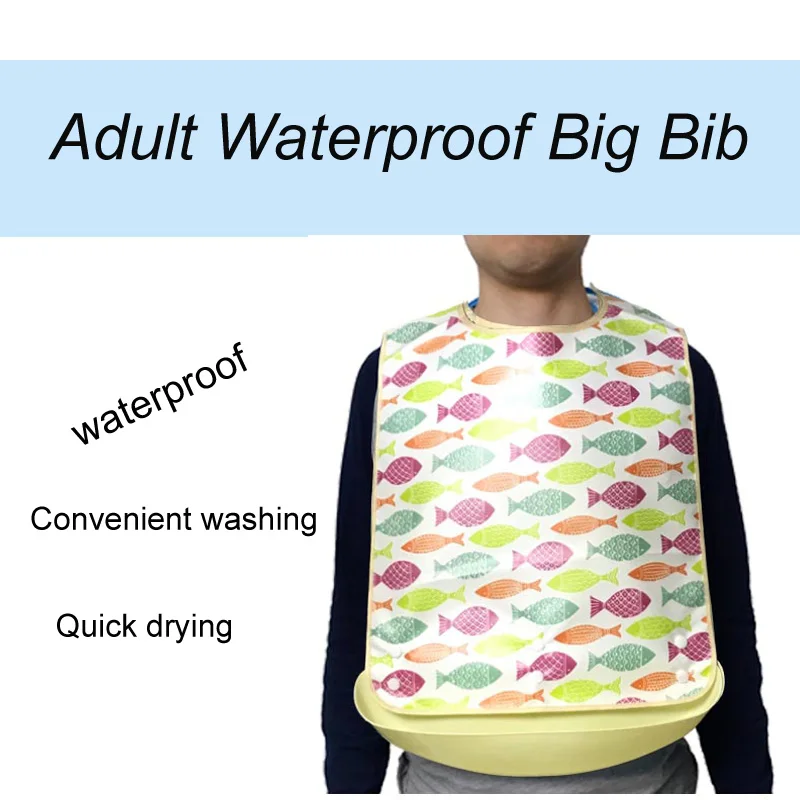 Waterproof Anti-oil Reusable Waterproof Big Size Adult Elder Mealtime Bib 1PC