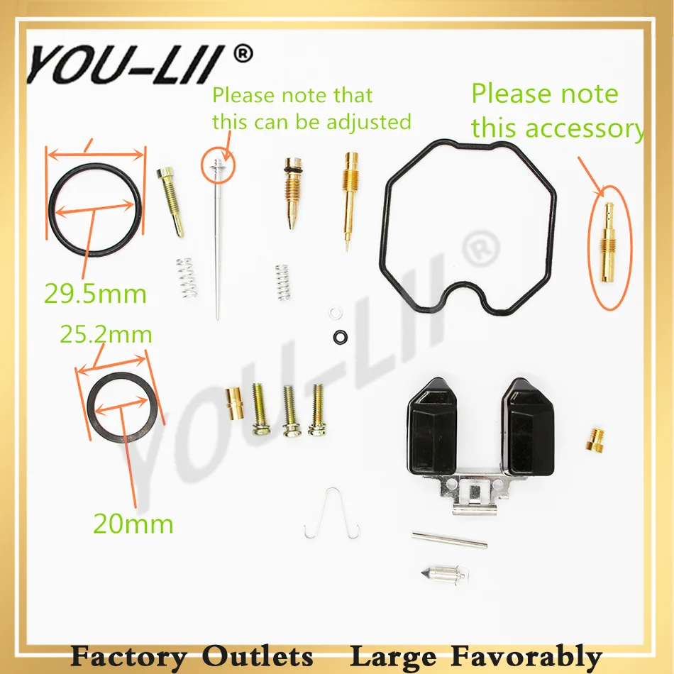 YOULII Straddle Type Motorcycle Keihin Carburetor PZ 26/27/30 Repair Kits CG 125/150/250 Carb (normal configuration)