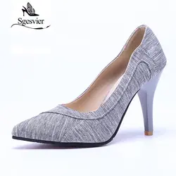 SGESVIER Women Pumps 2018 Spring New Elegant Sexy Dress Plus Size 28-52 Pointed Head Thin High Heels Office Lady Shoes OX082