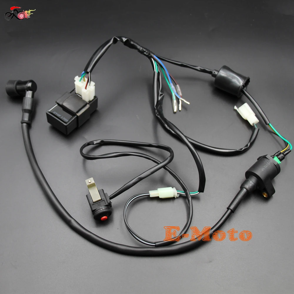 Ignition Coil CDI Electric Wiring Harness Loom Kill Switch Kits For 50cc 70cc 90cc 110cc 125cc 150cc 160cc Dirt Pit Bike