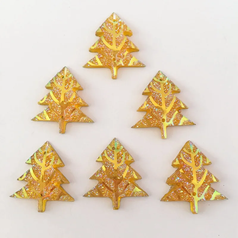 30pcs 25mm*27mm 2 hole Resin AB Christmas tree/tree of life FlatBack Appliques Wedding diy D64*3