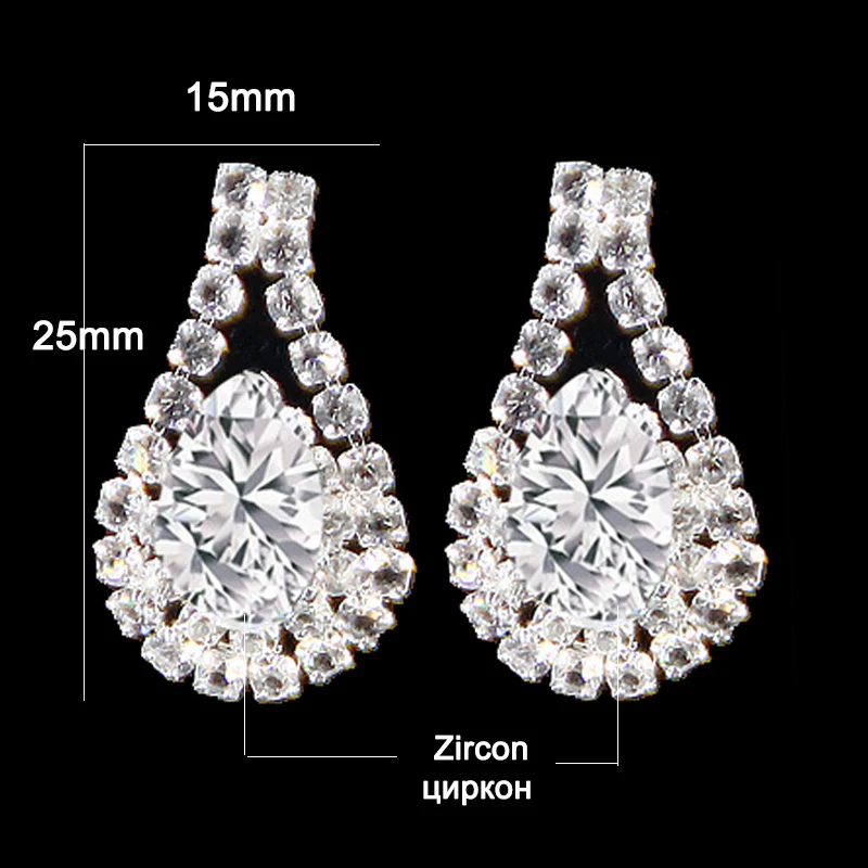 StoneFans Simple Crystal Water Drop Jewelry Set Necklace Set Cubic Zircon Charms Maxi Earrings Statement Wedding Jewelry Set