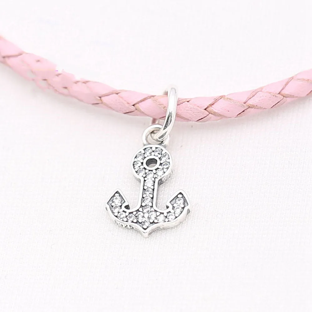 

Authentic 925 Sterling Silver Charm Simple Anchor Crystal Pendant Beads For Original Pandora Charm Bracelets & Bangles Jewelry