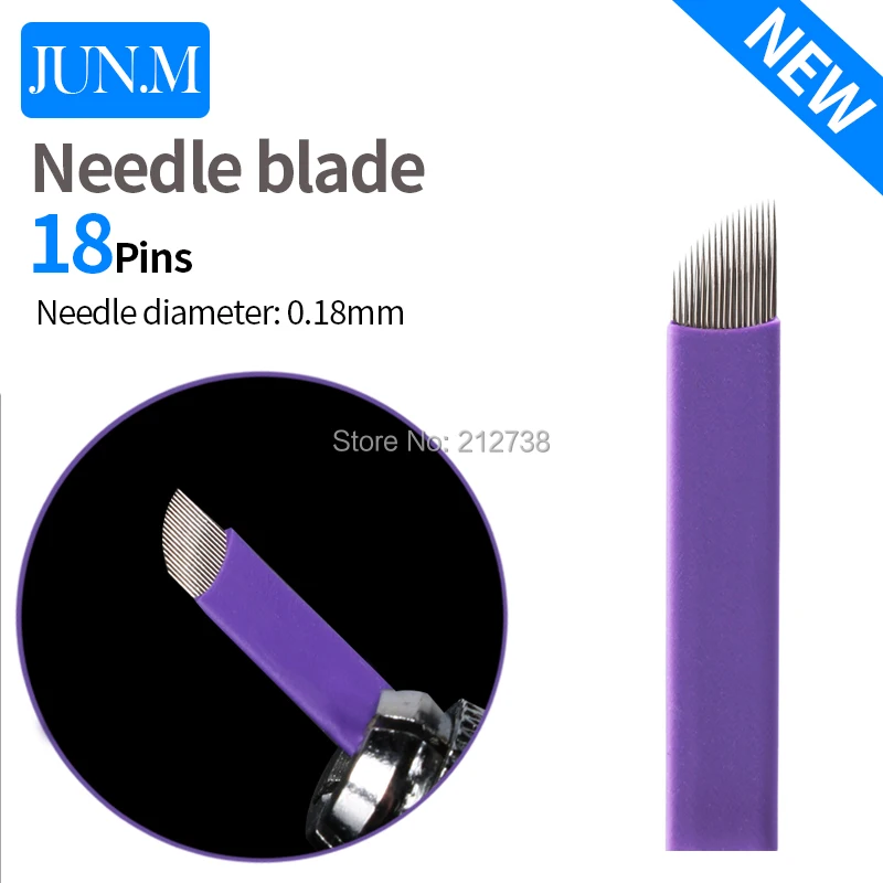 Newest Purple 18Pins 0.18mm Panual Needle Blade Permanent Makeup Blades Needles Microblading Needle Blade 18 Eyebrow Pen Blades