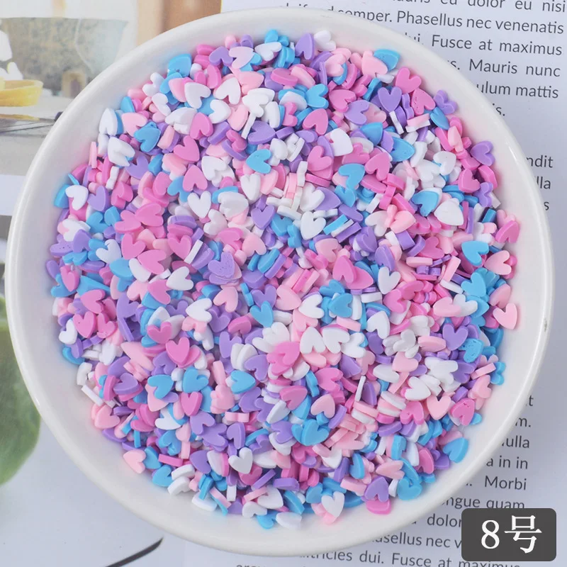 20 gr/los Nette Gefälschte Ton Streusel Bunte Herz Fünf Sterne Schleife Süßigkeiten Streusel für Handwerk Machen, DIY Kuchen Dessert Dekoration – Detail 8